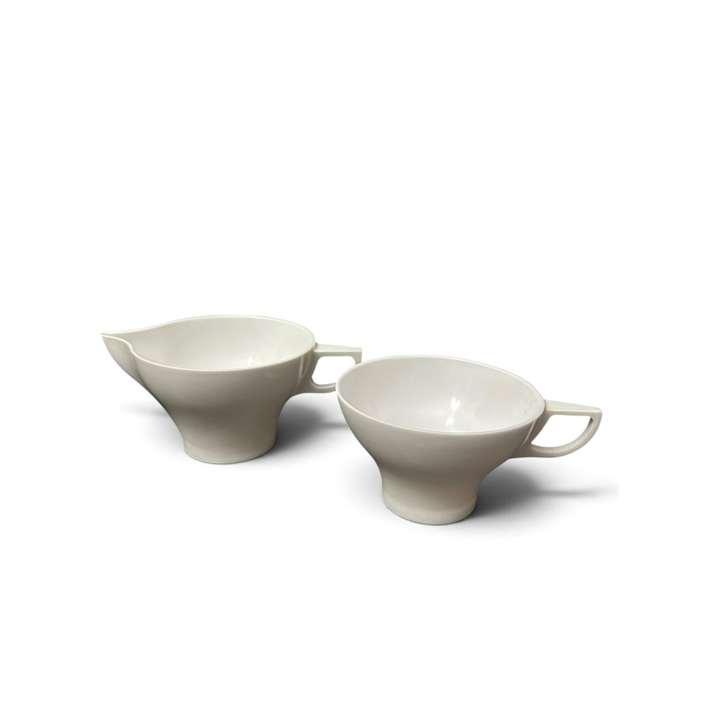 Vintage Melmac Creamer M-421 and Cup M-424 White Melamine MCM